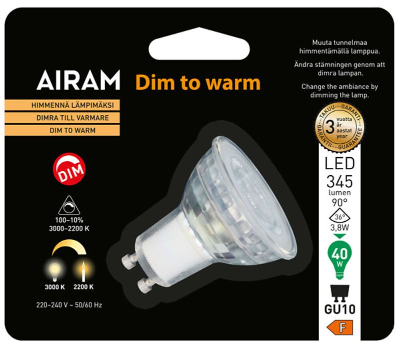 GU10 PAR16 LED 3,8W dim-warm