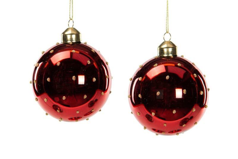 Julgranskula 8cm dots röd 4-pack