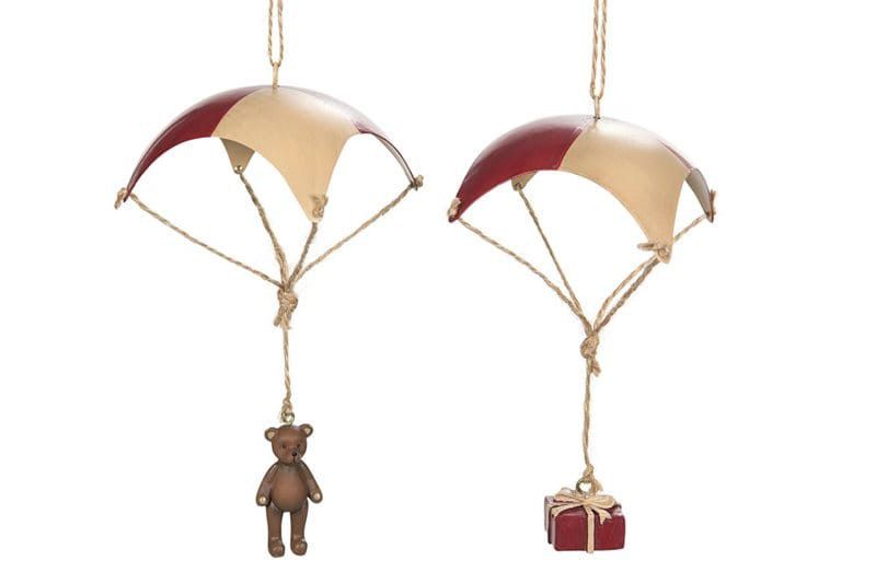 Julgranshänge fallskärm nalle/paket 2-pack