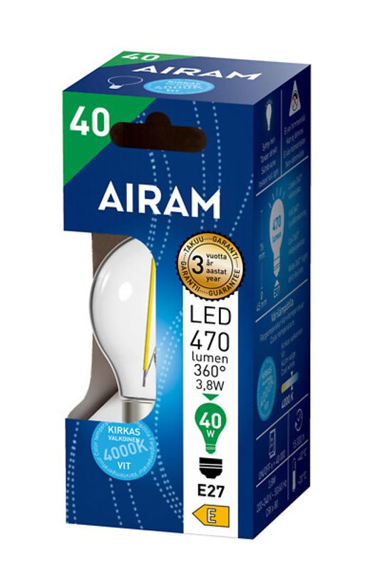 Klotlampa Fil LED E27 840 3,8W
