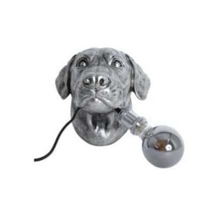 Hund vägglampa silver