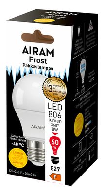 Normallampa LED 828 8,5W frost/utomhus