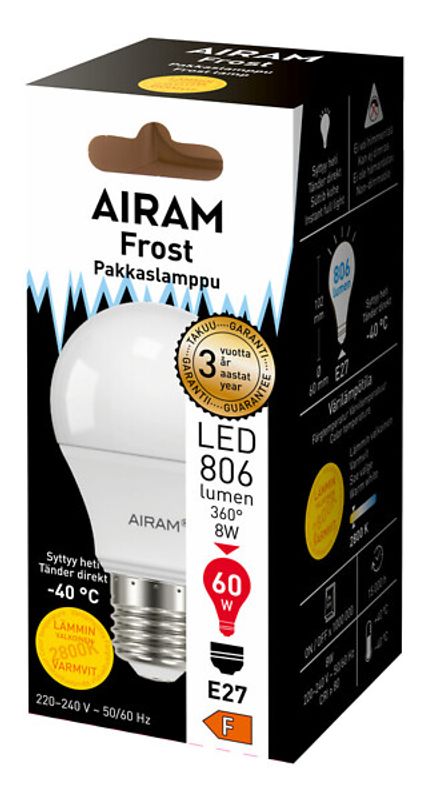 Normallampa LED 828 8,5W frost/utomhus
