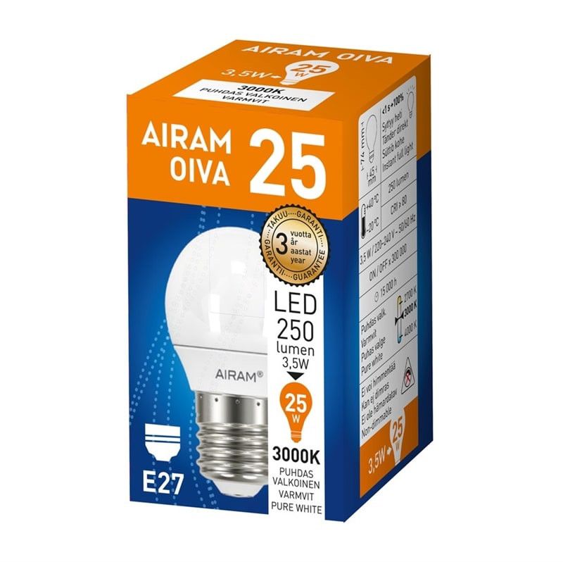 Klotlampa LED E27 3W oiva