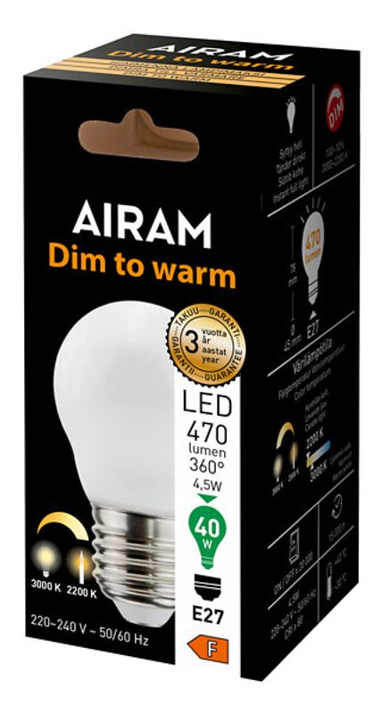 Klotlampa LED E27 4,5W dim-warm