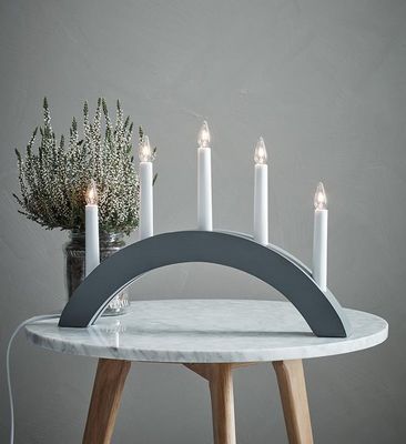 Atle träljusstake 5lj grå