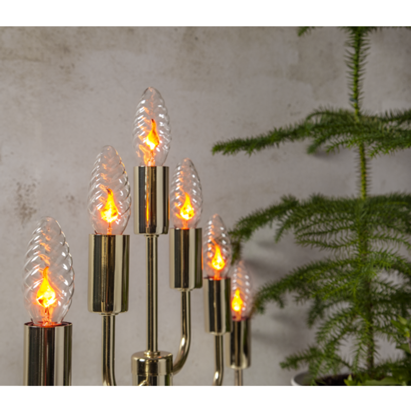 Kronljus vriden flickering flame 3W E14