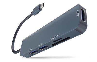 Minneskortläsare 5 i 1 Hub USB-C till SD, Micro SD, USB-A