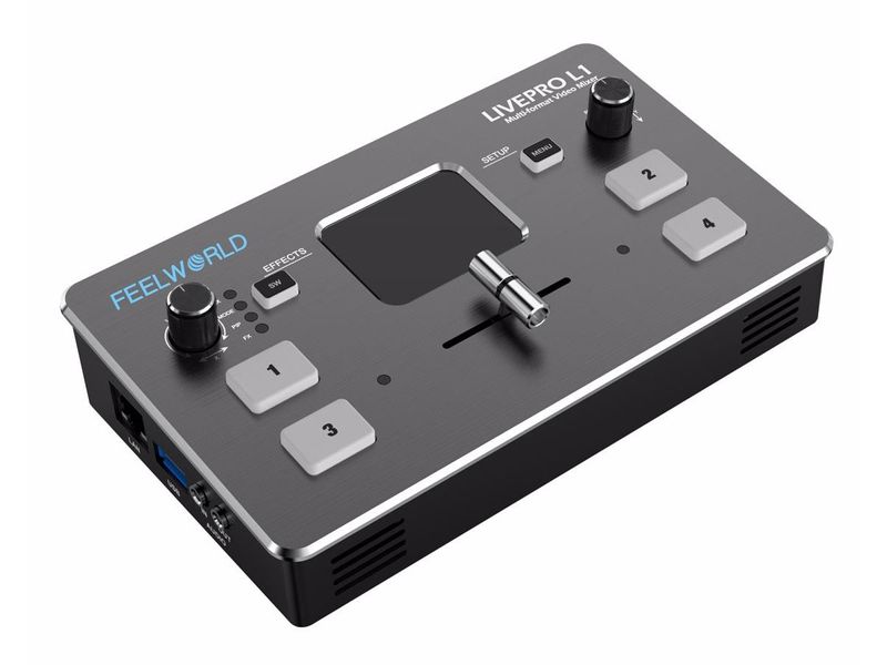 Videomixer med livestream och fyra HDMI-ingångar