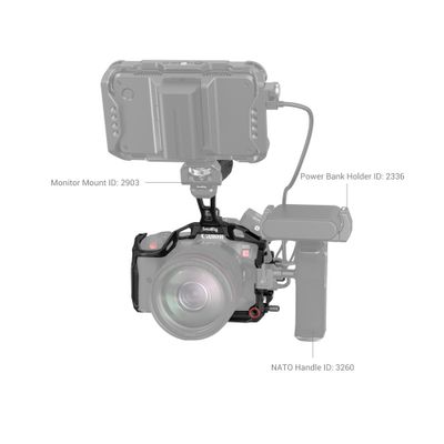 Bur med topphandtag och kabelklämma för Canon EOS R5 / R5C & R6