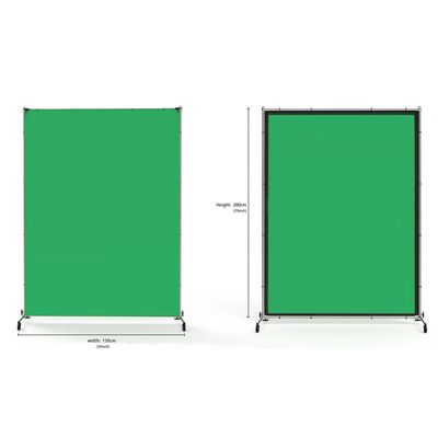 Green screen med stativ på hjul 150 x 200 cm