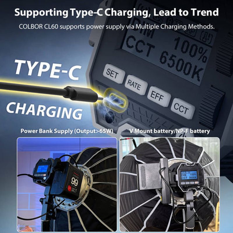 Color CL60 Ultra portabel LED-belysning Bi-color med batteridrift