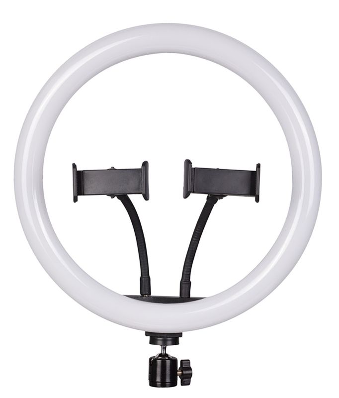 Selfiebelysning 25cm med dubbla mobilhållare