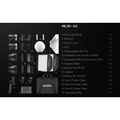 Godox ML30 LED videobelysning 2-kit 