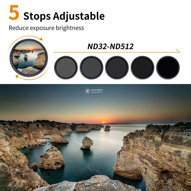 Variabelt ND-filter ND32-ND512 82mm