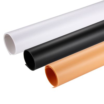 Set med 3st PVC-bakgrunder Orange Vit Svart