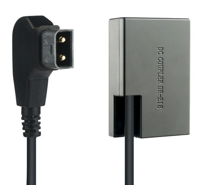 DR-E18 Dummy-batteri med D-tap