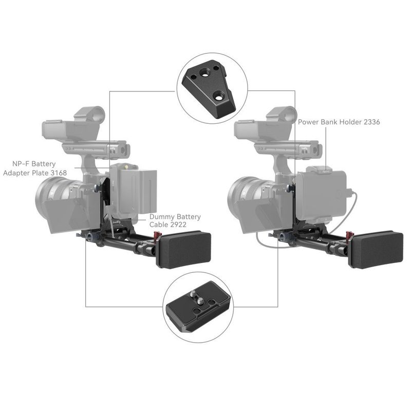 Minirigg med V-mount fäste, snabbplatta och rods