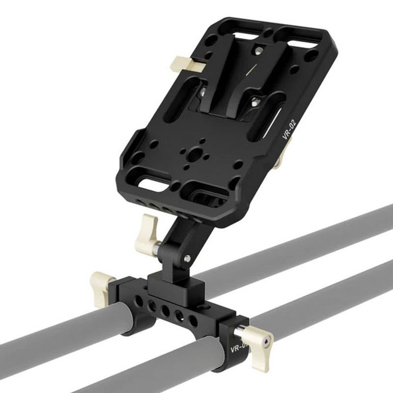 V-Mount batteriplatta med arm och rod clamp