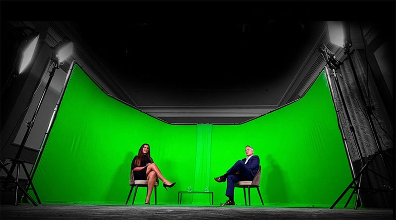 Panoramisk Chromakey Bakgrund med stativ 2.4 x 6 meter