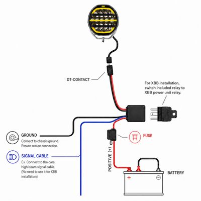 Wiring Harness Auxiliary Light 1x 4-pin DT Connector