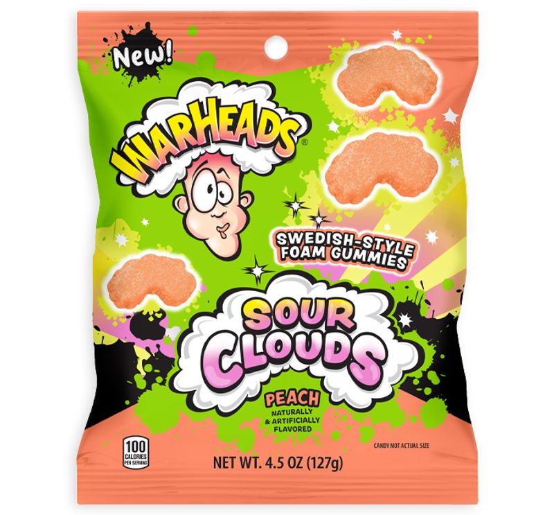 Warheads Sour Clouds Peach (Peg Bag) 12 x 85g
