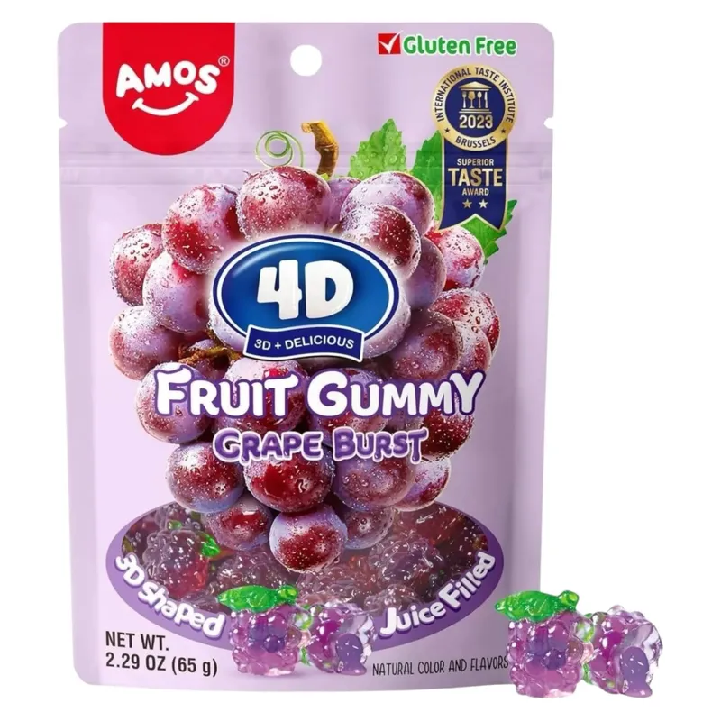 Amos 4D Fruit Gummy Grape Burst 24 x 65g