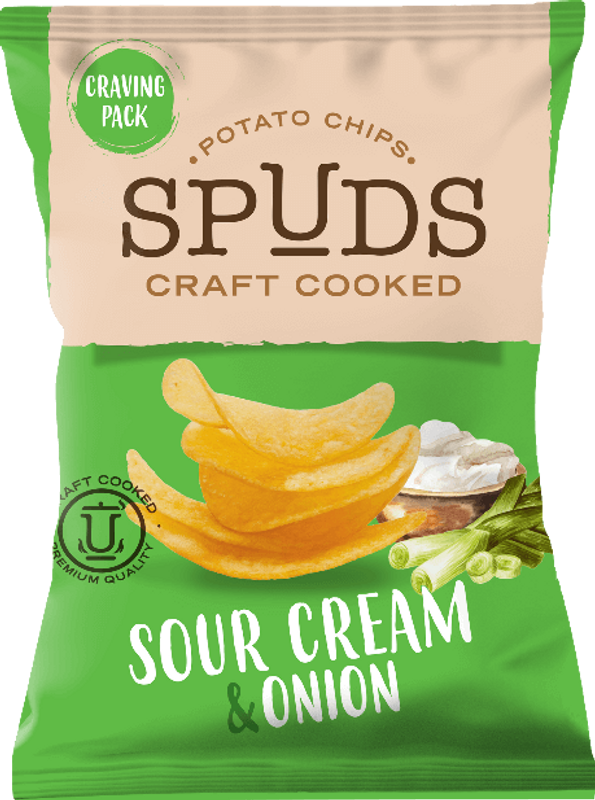 Spuds Craft Cooked Sour Cream & Onion 12 x 145g