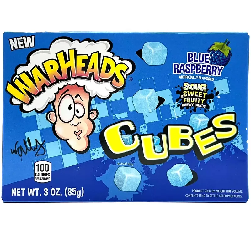 Warheads Blue Raspberry Cubes 12x99g (theaterbox)