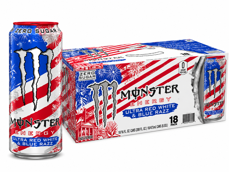 Monster Ultra Red, White & Blue Razz 18 x 473ml
