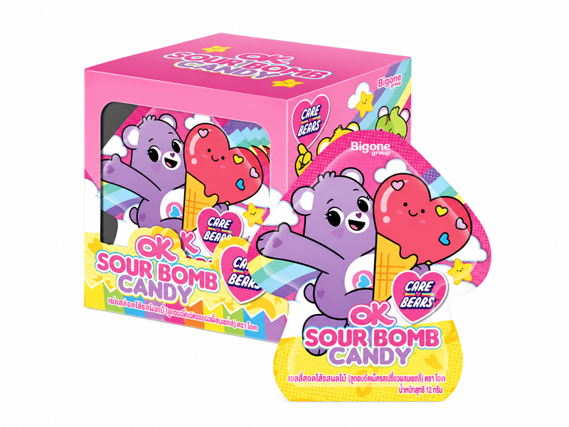 OK Care Bears Strawberry & Lemonade Sour Bomb Candy 12 x 18g