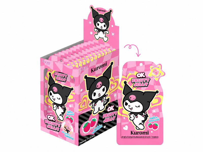 OK Kuromi Strawberry Fruity Jelly With Nata De Coco 12 x 65g