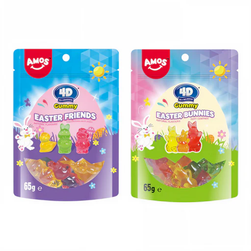 Amos 4D Gummy Mix Easter Bunnies +  Easter Friends  24 x 65g