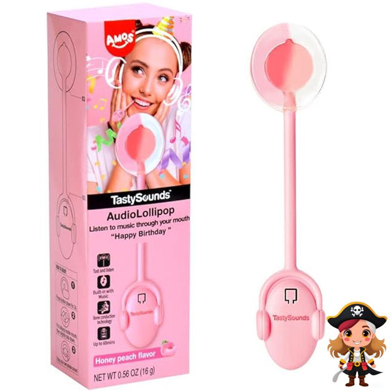 TastySounds Lollipop Honey Peach Flavor with Music - Happy Birthday 24 x 12g