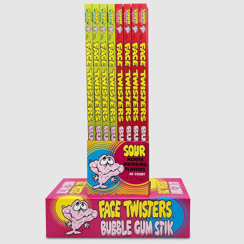 Face Twisters - Sour Bubble Gum Stick 40 x 62g