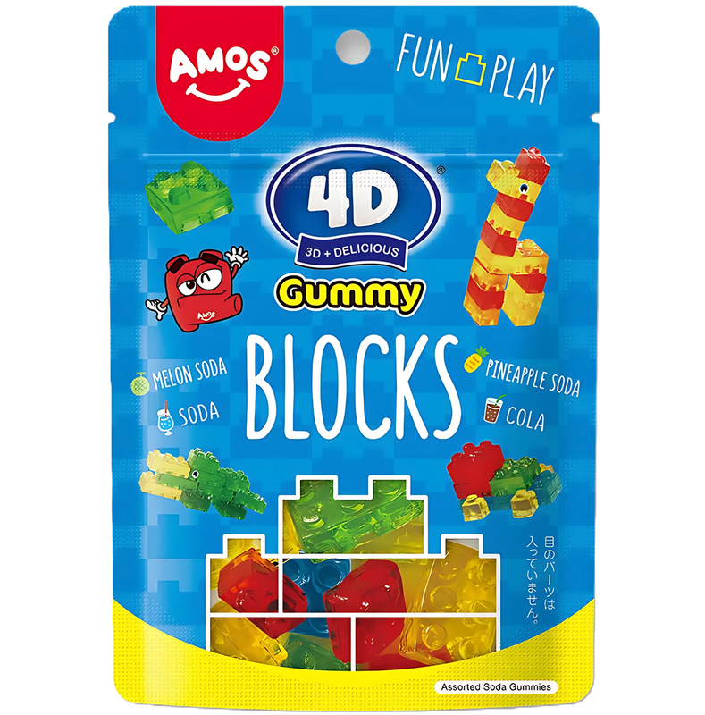 Amos 4D Fruit Gummy Blocks 2 x 12 x 72g