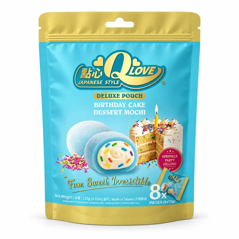 QLove Birthday Cake Mochi Deluxe Pouch 24 x 120g TWN