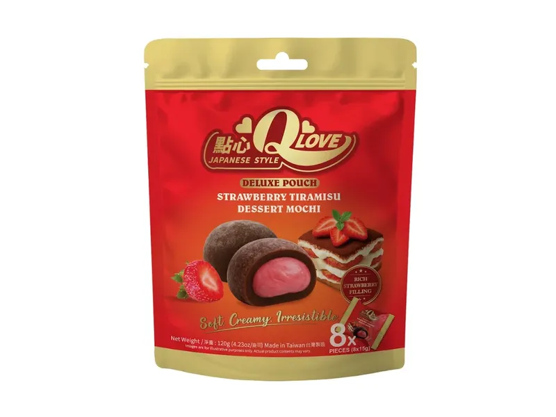 QLove Strawberry Tiramisu Mochi Deluxe Pouch 24 x 120g TWN