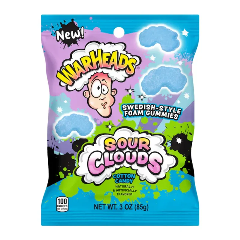 Warheads Sour Clouds Cotton Candy (Peg Bag)  12 x 85g