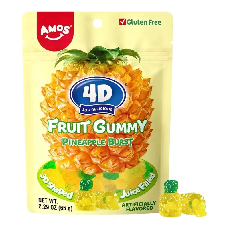 Amos 4D Fruit Gummy Pineapple Burst 24 x 65g
