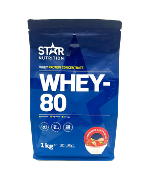 Whey-80 Vassleprotein Jordgubb, 1 kg