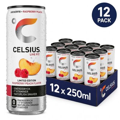 Limited Edition 12 x CELSIUS Raspberry Peach 250 ml