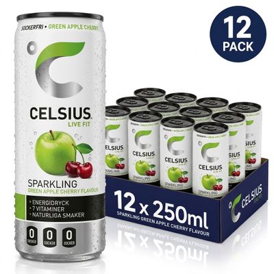 Limited Edition 12 x CELSIUS Green Apple Cherry 250 ml