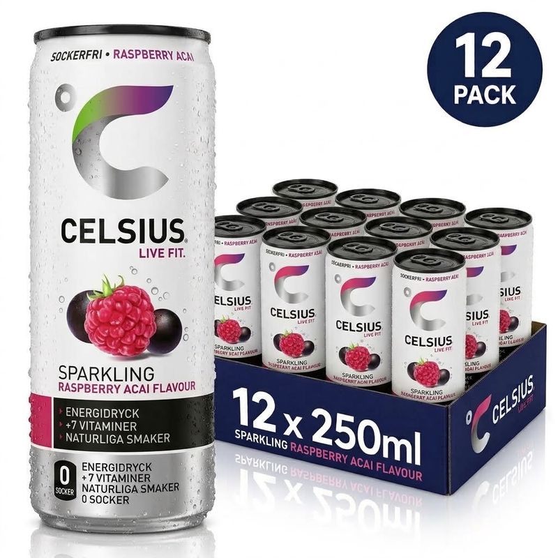 Limited Edition 12 x CELSIUS Raspberry Acai 250 ml