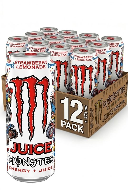 Limited Edition 12 x Monster Juice Strawberry Lemonade 473 ml