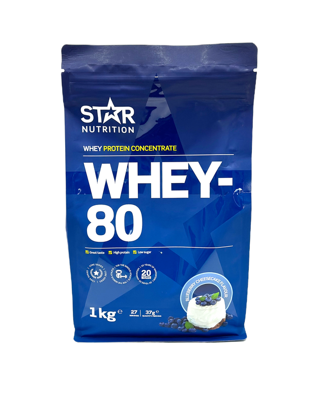 Whey-80 Vassleprotein Blåbär, 1 kg