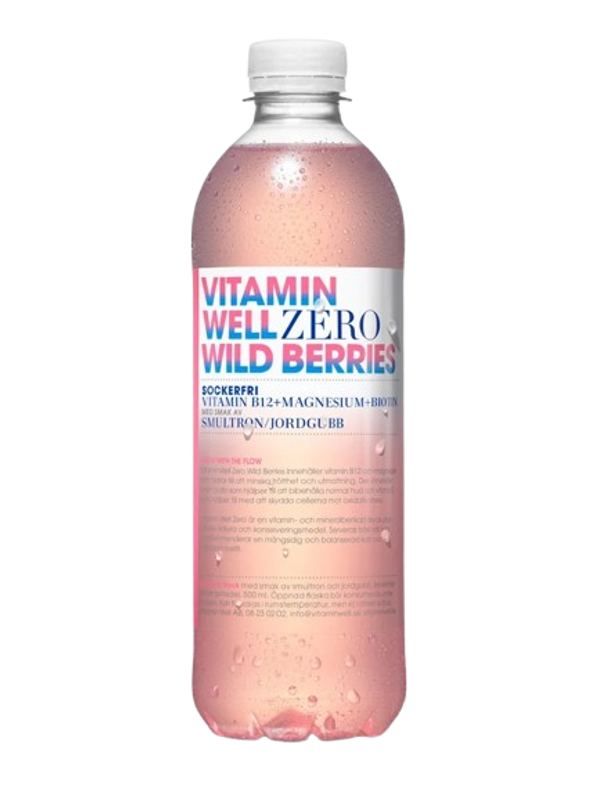 12 x Vitamin Well Zero Wild Berries 500 ml