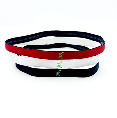 3-Pack Maxa Sport Hårband X Edition Svart/Vit/Mörkröd