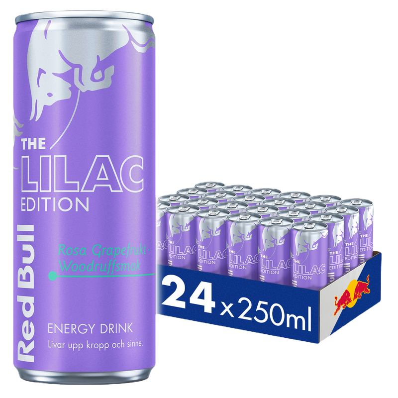 24 x Red Bull Lilac Rosa Grapefrukt Woodruff 250 ml Andrahandssortering EJ ÖPPET KÖP