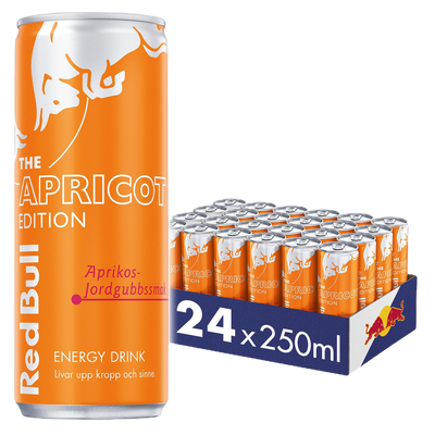 24 x Red Bull Aprikos Jordgubb 250 ml Andrahandssortering EJ ÖPPET KÖP